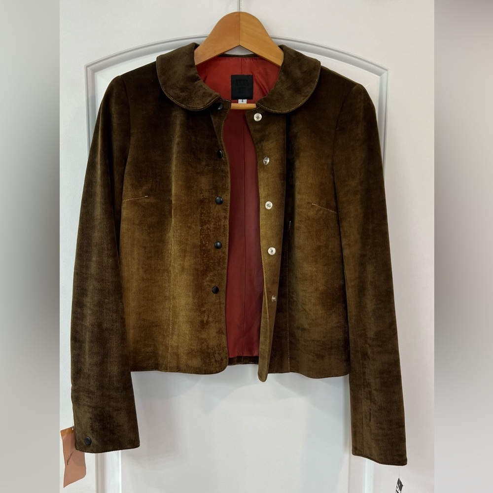 Anna Sui Brown Button Up Jacket Blazer Lightweight New with Tags